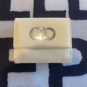 Salvatore Ferragamo Cream Leather Bi-Fold Wallet